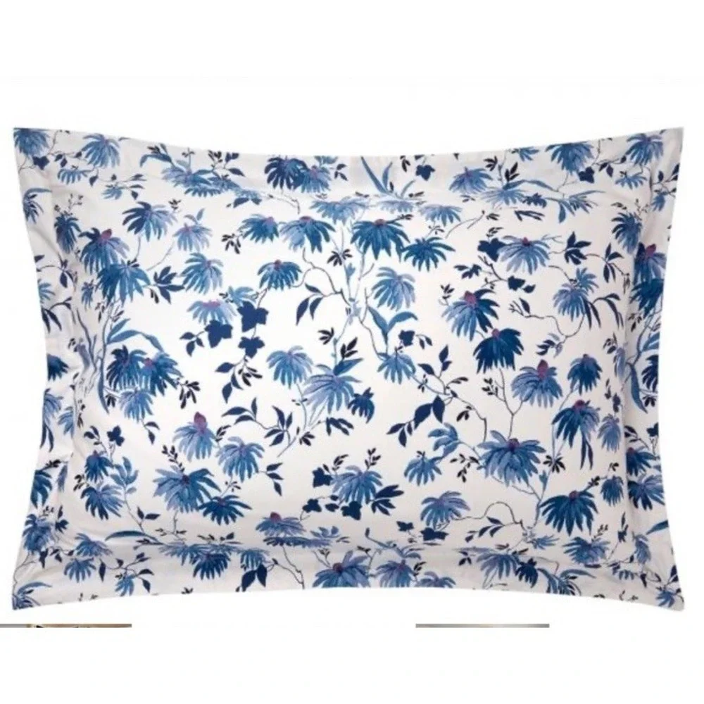 Ralph Lauren Adelaide Floral Sateen King‎ Sham 20x36in Blue And White